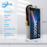 XINGTO High Energy Density Rechargeable Solid-State Lithium Ion Battery 6S 24000mah 22.2V 300Wh/kg 10C Drone Batteries Drone