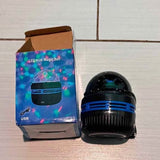 Black LED mini magic ball light with USB port and blue vented ring