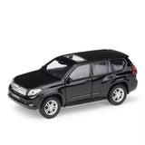 Black 1:36 scale diecast SUV model with pull-back action, front three-quarter view