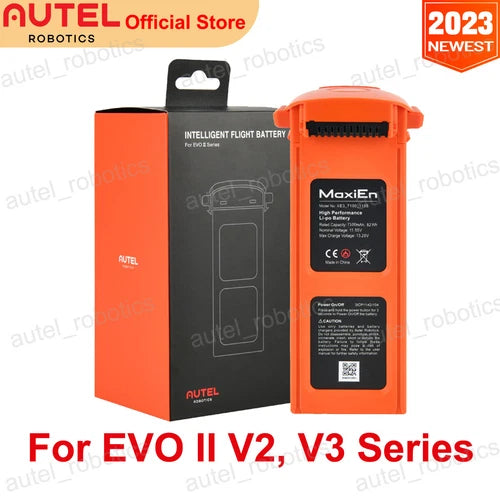 Autel intelligent flight battery pack, orange battery and black retail box