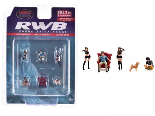 Diecast metal RWB toy set with six figures in retail blister pack