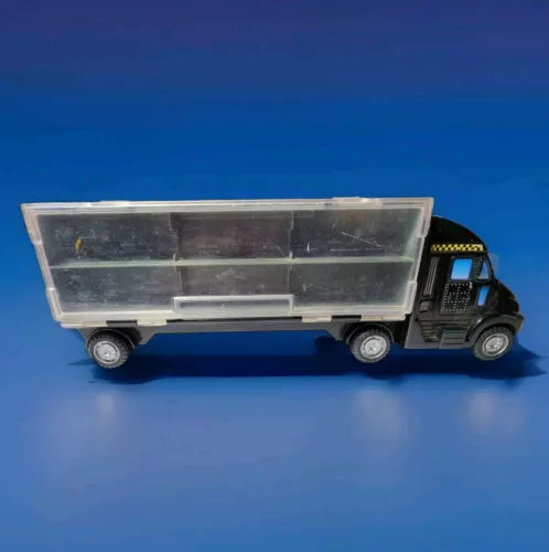 Diecast semi truck carrier with clear top container