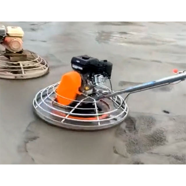 Gasoline concrete floor polishing trowel machine with two orange blades