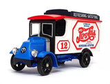 Pepsi Cola diecast delivery truck, blue cab and white box with red trim