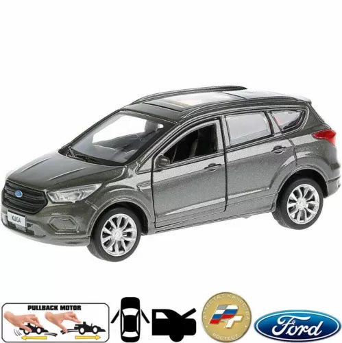 Diecast Ford Kuga model car, metallic gray SUV with detailed wheels