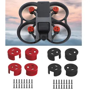 Drone motor dustproof protective cover set with red and black caps and screws