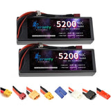 2S Lipo Battery 60C 7.4V 5200mAh Hardcase with XT90/XT60/T/TRX/2P Connector for RC FPV Racing Drone Quadcopter Racing Hobby Drone