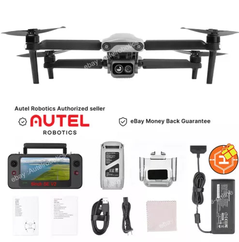Autel thermal drone with quadcopter arms and camera, plus controller and cables