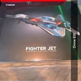 Fighter jet drone retail box with colorful jet-style drone artwork