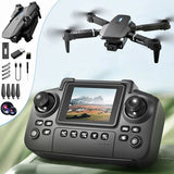 Gray remote drone controller with screen and dual joysticks