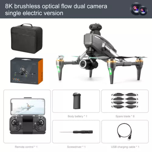 Long-range brushless drone with dual camera, carrying case and remote controller