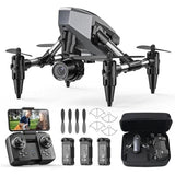 WeFone camera drone kit with remote, extra propellers, batteries, and carry case