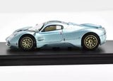 Light blue 1:64 diecast racing sports car model, side view, metal parts
