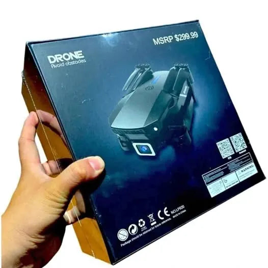 Blue Yomi drone package box with product image and label stickers