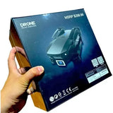 Blue Yomi drone package box with product image and label stickers