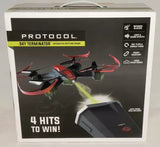 Boxed interactive battling drone with light and sound features, sealed packaging