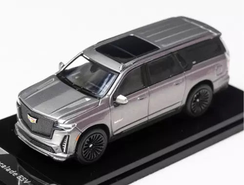 Gray Cadillac Escalade ESV alloy diecast SUV model, front 3/4 view