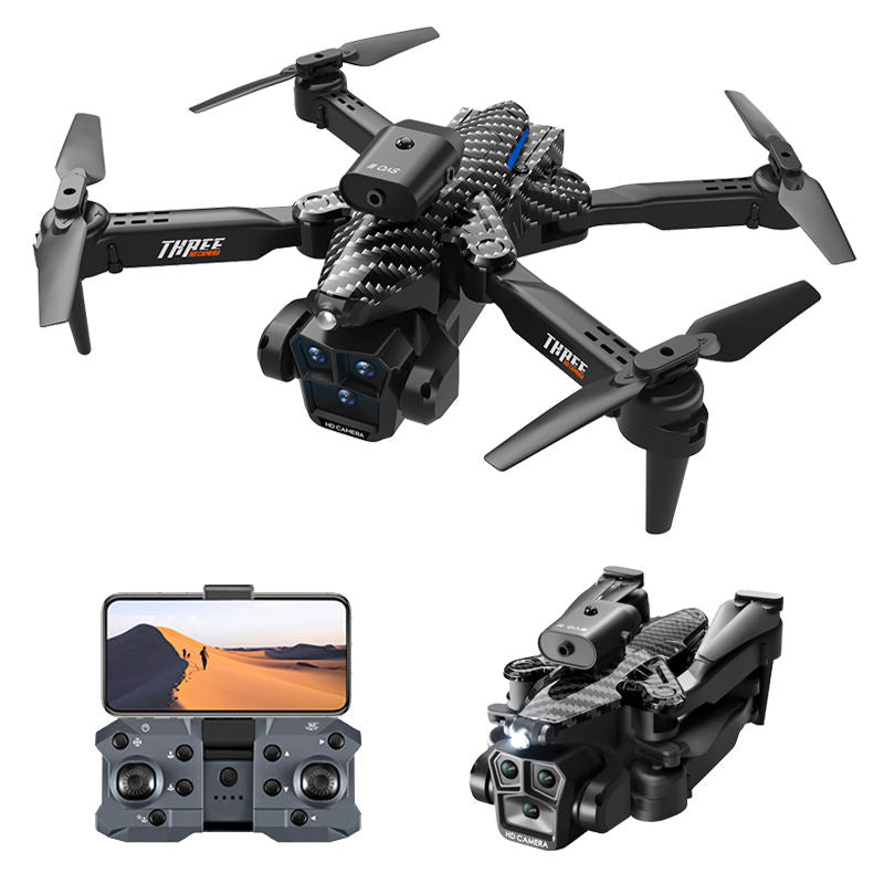 Foldable quadcopter drone with front 4K HD camera and four propellers