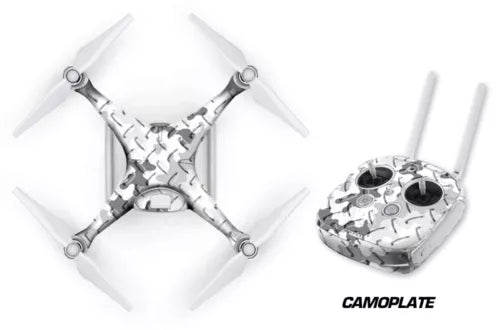 DJI Phantom 4 wrap decal skin with camo pattern on drone and controller
