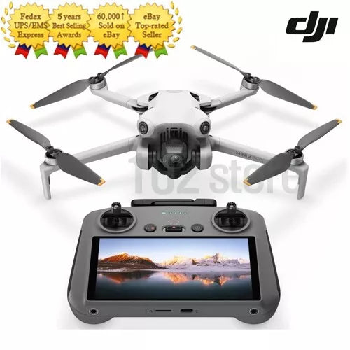 Camera drone with quad propellers and handheld remote display