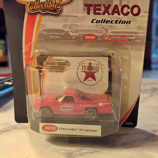 Red Texaco Chevrolet El Camino diecast car toy in display box