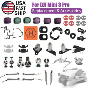 Drone replacement accessory parts set, includes motors, lens, and mounting hardware