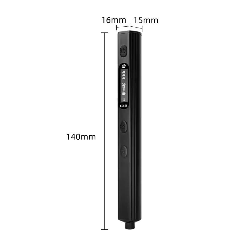 Smart electric screwdriver, black handheld tool with button panel and indicator