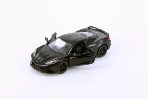 Black 1/36 scale diecast sports car model with detailed hood and wheels
