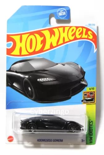 Hot Wheels 1/64 black Koenigsegg Gemera diecast car in blister pack