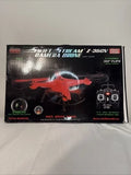 R/C camera drone kit box with red quadcopter and remote control