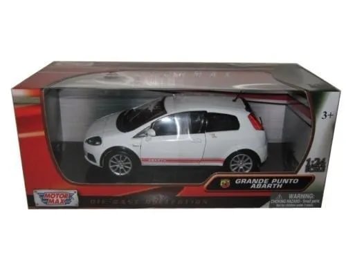 White 1/24 diecast car model in display box