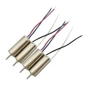 4-pack RC drone motor set with cylindrical bodies and multicolor wire leads