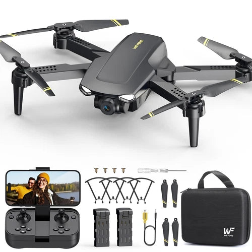 Mini foldable FPV quadcopter drone with camera, remote controller, spare batteries and case