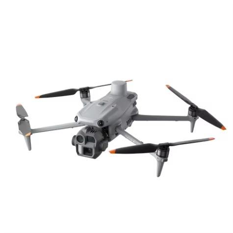 Gray quadcopter drone with dual-vision camera module