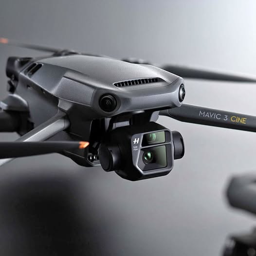 Gray quadcopter drone with 3-axis gimbal camera