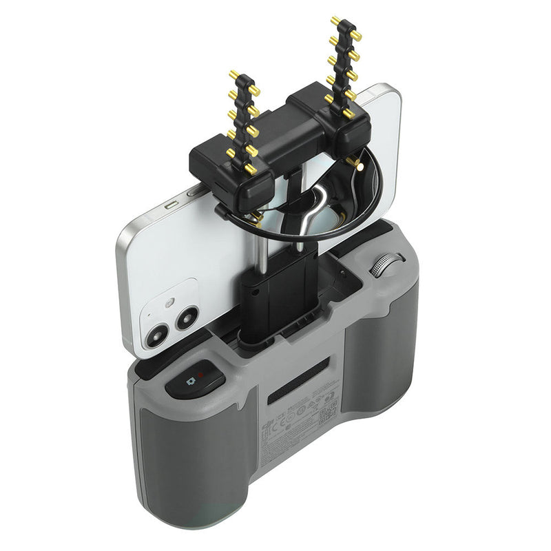 Drone remote controller antenna extender with two black arms and yellow tips.