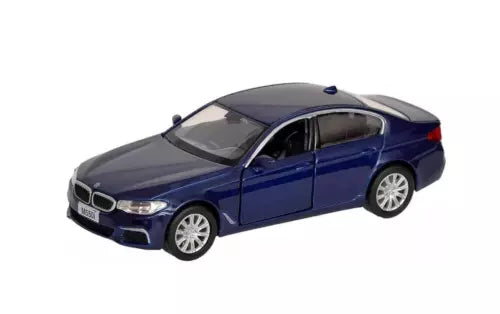 BMW M550i xDrive die-cast model car, dark blue 4-door sedan with alloy wheels