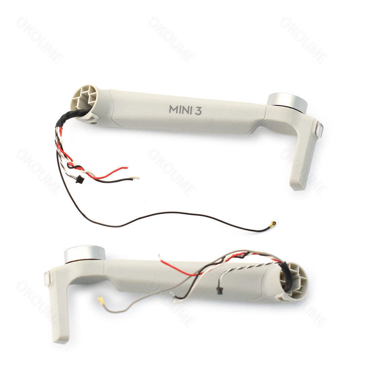 DJI Mini 3 motor arm for drone with wiring and plug, light gray plastic