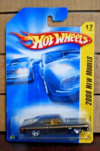 HOT WHEELS 1:64 diecast car in blister pack, black car with silver wheels