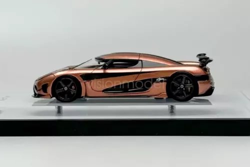 1:64 diecast sports race car, bronze with black wheels and rear wing detail