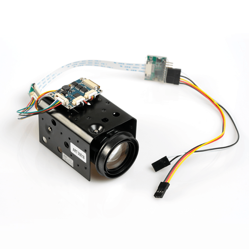 Foxeer FPV zoom camera module with lens and ribbon cable