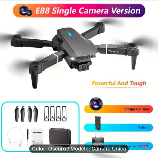 Gray quadcopter drone with single camera and four propellers