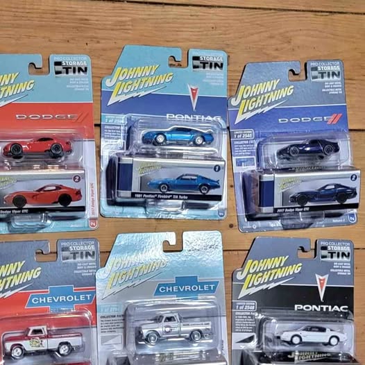 Diecast car toy set in blister packaging with Johnny Lightning and Chevrolet labels