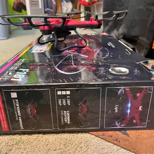 Universal explorer drone box with printed features and branding panels