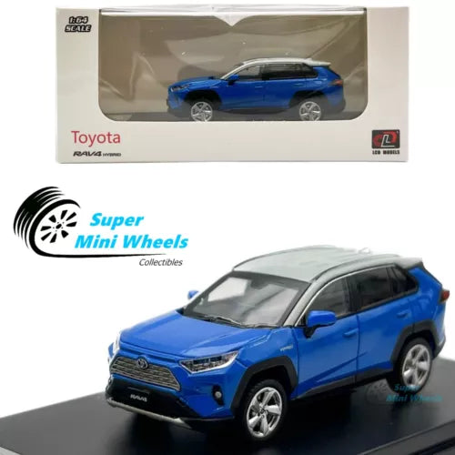 Blue Toyota RAV4 Hybrid 1:64 diecast model car with detailed front grille
