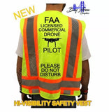 LICENSED COMMERCIAL DRONE PILOT HI-VISIBILITY SAFETY VEST CLASS-2 YELLOW Drone