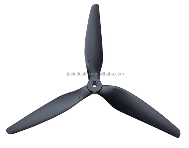3-blade carbon fiber nylon propeller, dark gray/black, three curved blades