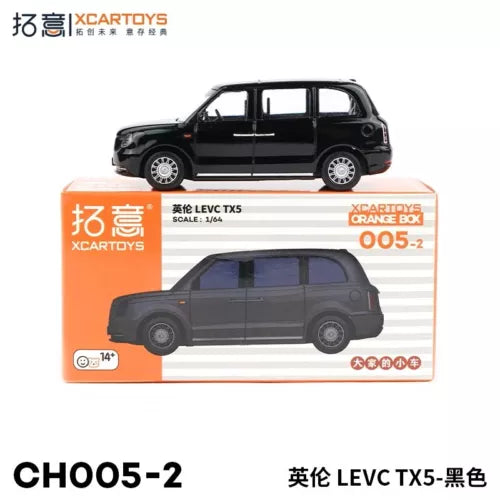 Black GEELY LEVC TX5 1:64 diecast model car in box