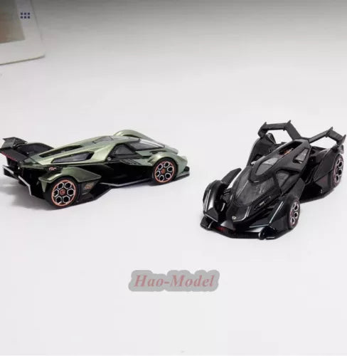 Alloy diecast sports car model, green-and-black and black variants, display gift