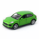 1:36 Porsche Macan S green diecast pull-back toy car with wheels